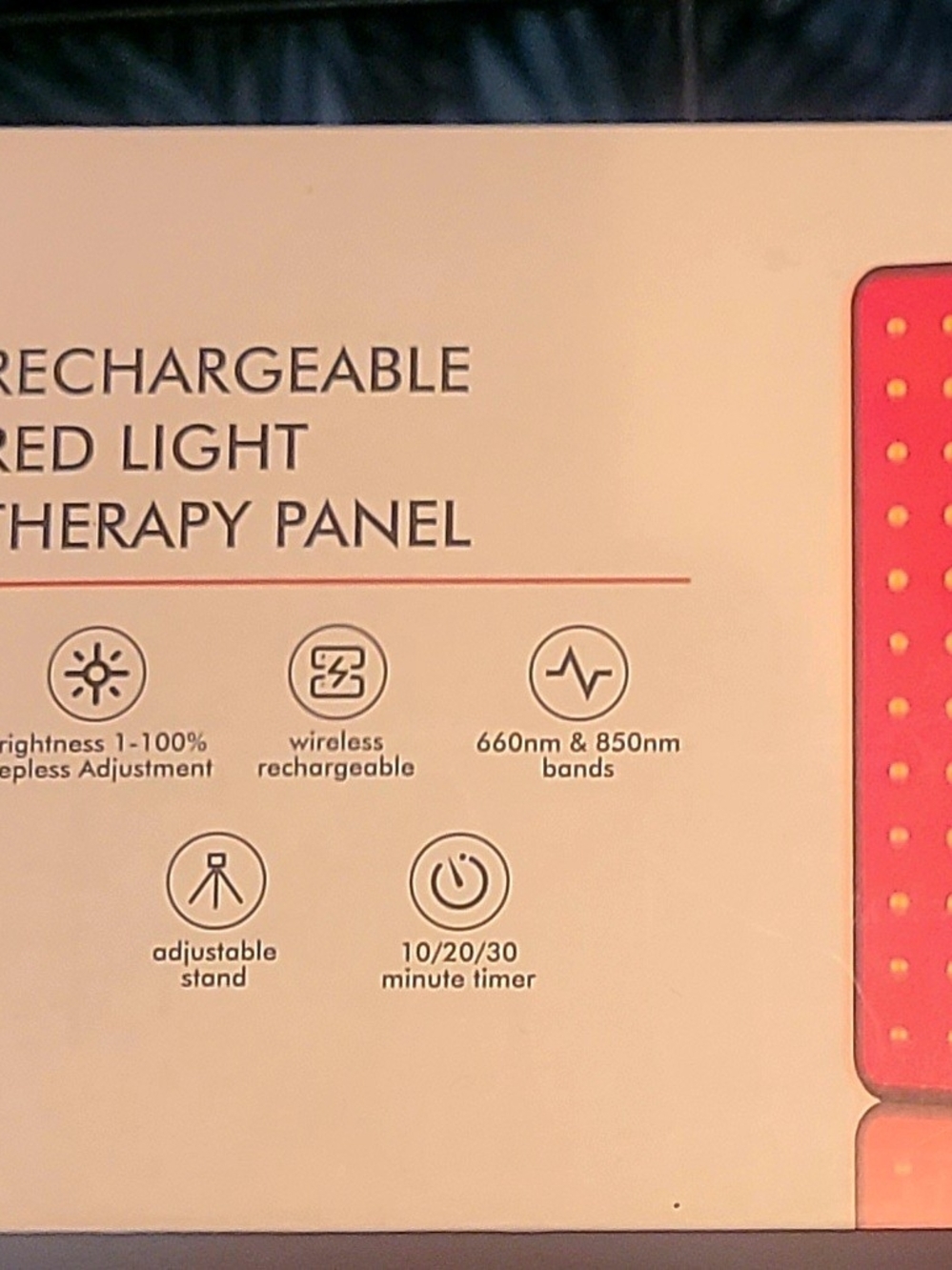 Rechargeable Red Light Therapy Panel - Red